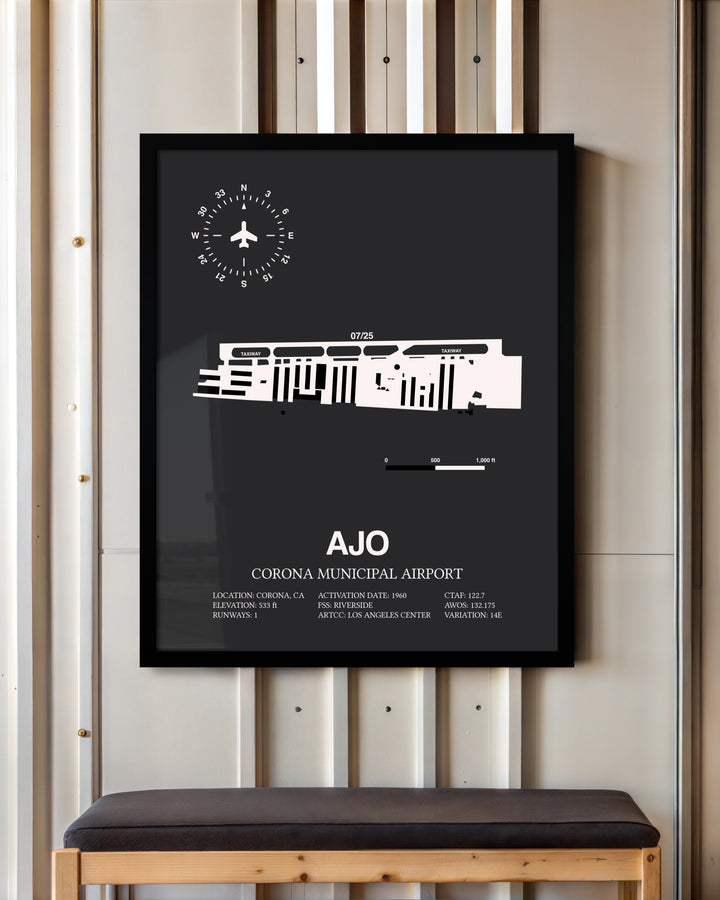 Frame color options for Corona Municipal Airport Wall Art