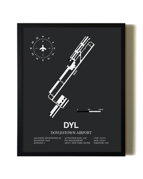 Unframed Doylestown Airport map print poster