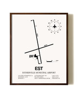 Estherville Municipal Airport aviation print in walnut frame
