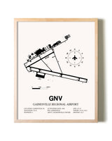 Gainesville Regional Airport framed wall art in white frame