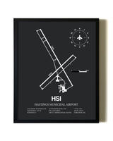 Unframed Hastings Municipal Airport map print poster