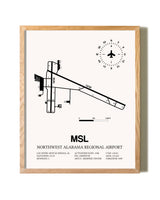 Northwest Alabama Regional Airport framed print in natural wood frame