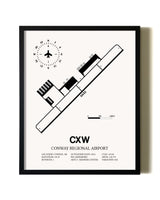 Framed Conway Regional Airport wall art poster in black frame