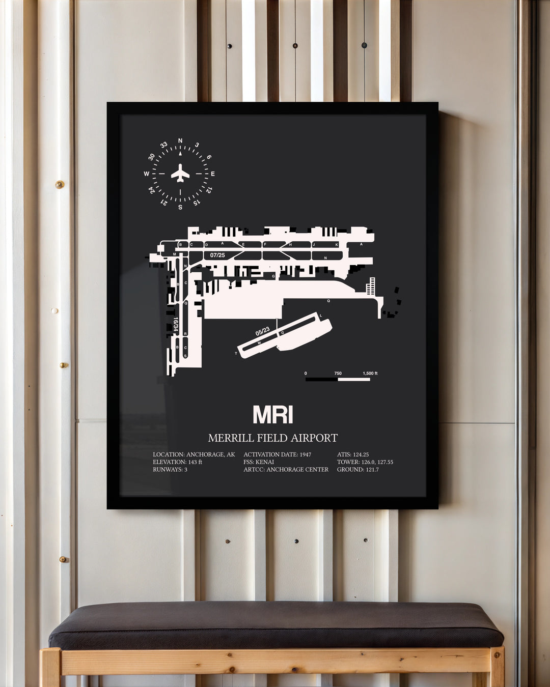 Frame color options for Merrill Field Airport Wall Art
