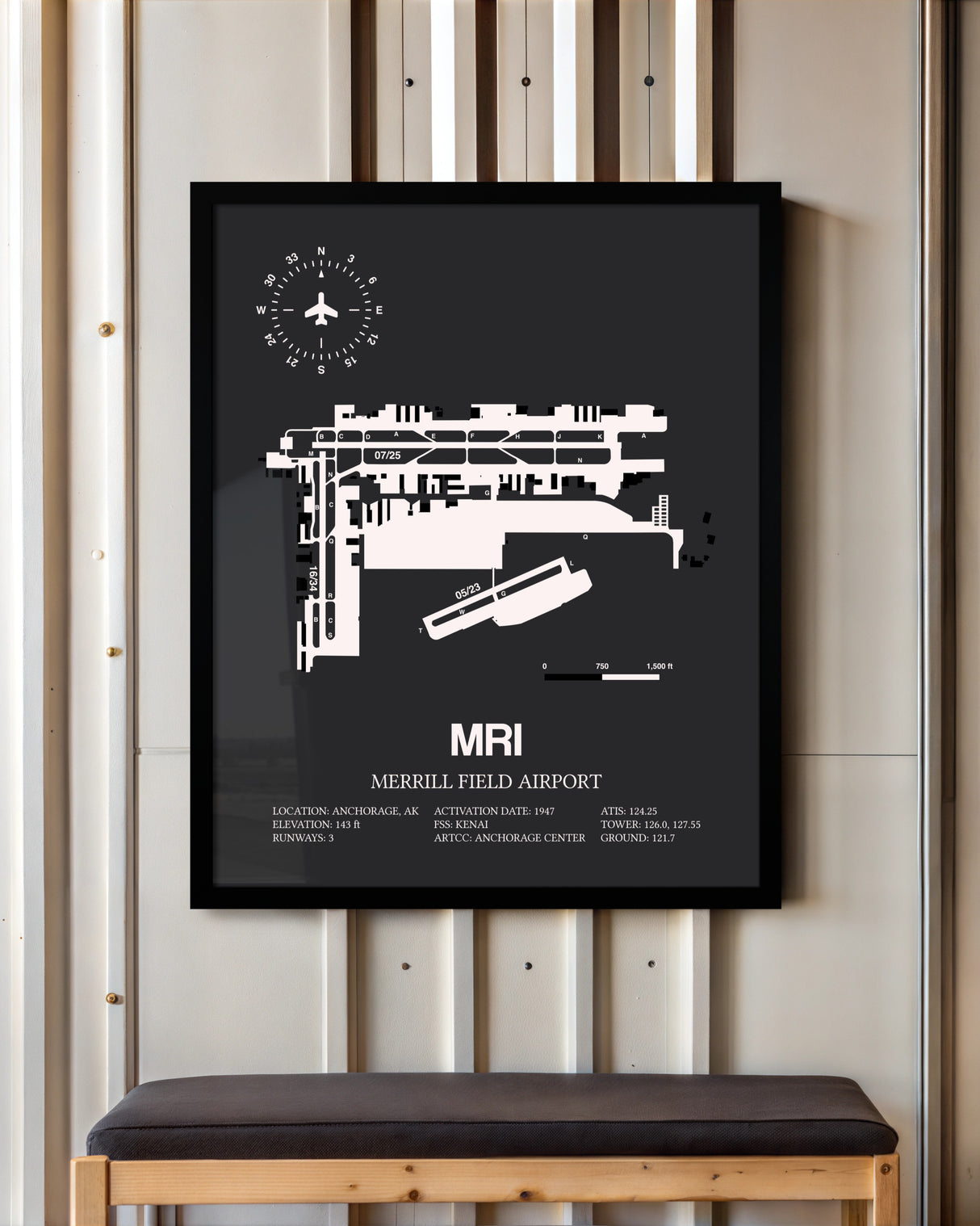Frame color options for Merrill Field Airport Wall Art