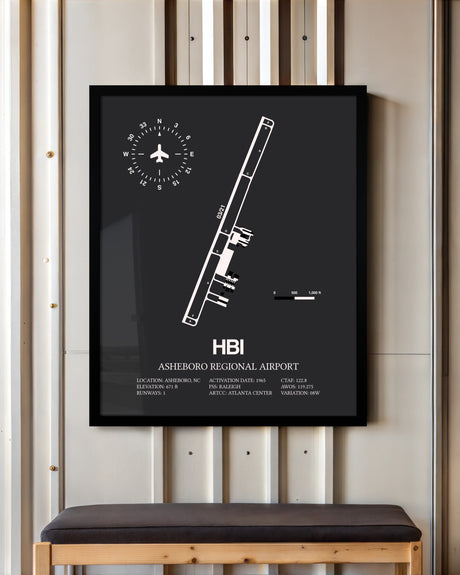 Frame color options for Asheboro Regional Airport Wall Art