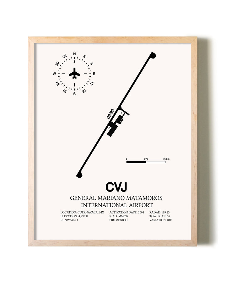 General Mariano Matamoros International Airport framed wall art in white frame