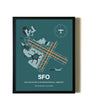 Framed San Francisco International Airport wall art poster in black frame