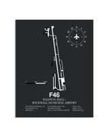 Gray Framed Ralph M. Hall / Rockwall Municipal Airport layout wall art poster