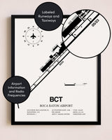 Framed Boca Raton Airport layout wall art poster