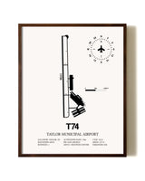 Taylor Municipal Airport aviation print in walnut frame