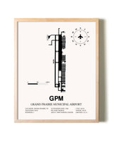 Grand Prairie Municipal Airport framed wall art in white frame