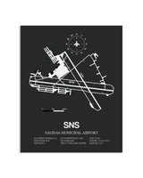 Gray Framed Salinas Municipal Airport layout wall art poster