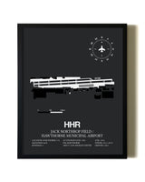 Unframed Jack Northrop Field / Hawthorne Municipal Airport map print poster