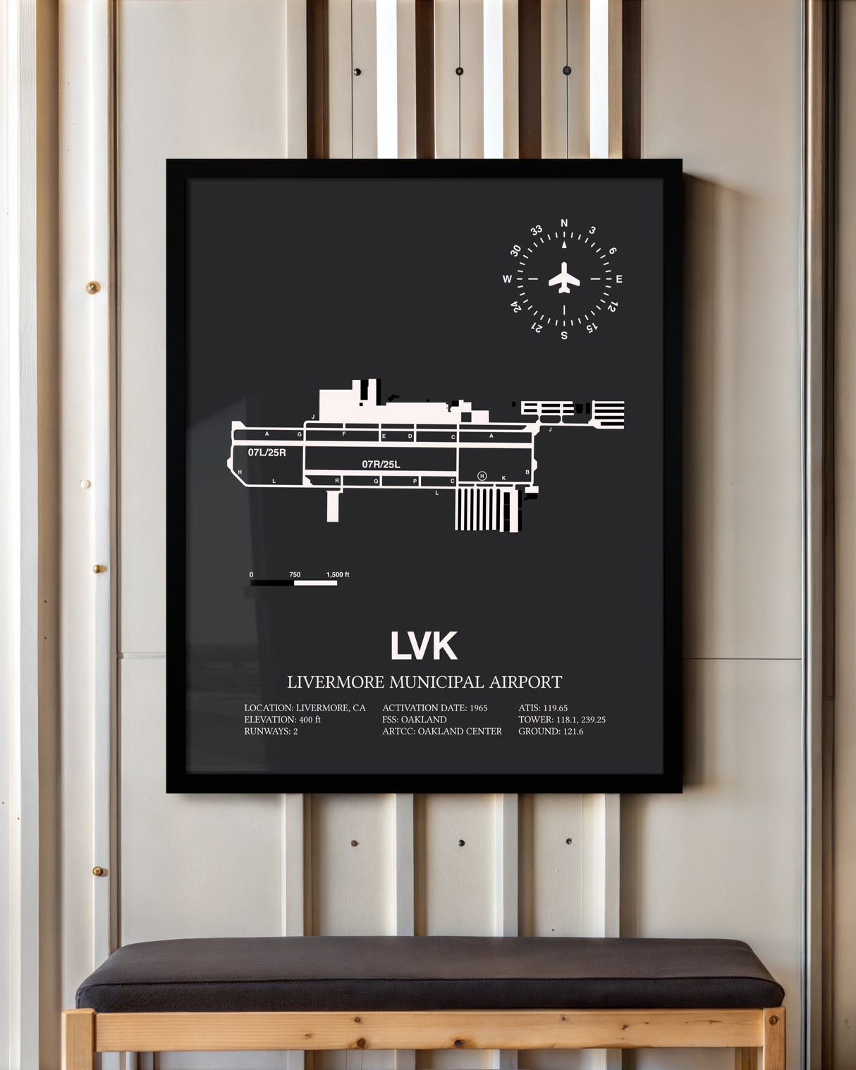 Frame color options for Livermore Municipal Airport Wall Art