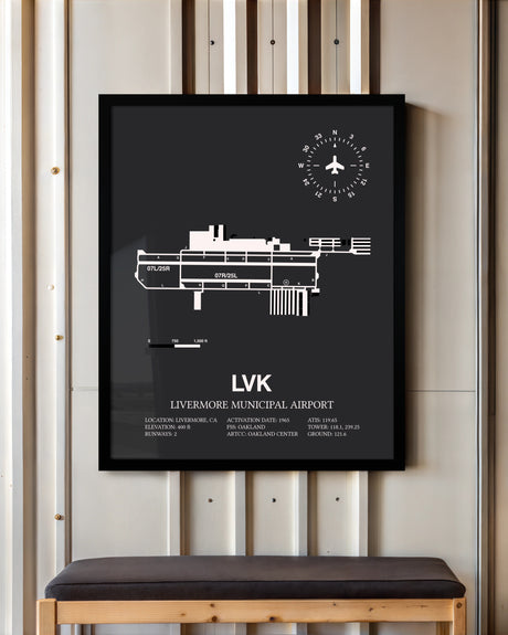Frame color options for Livermore Municipal Airport Wall Art