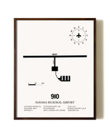 Havana Regional Airport aviation print in walnut frame