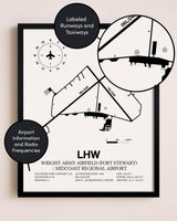 Framed Wright Army Airfield (Fort Stewart) / Midcoast Regional Airport layout wall art poster