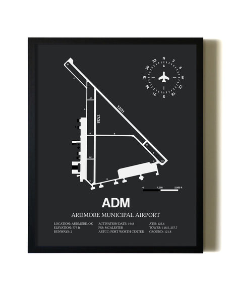 Unframed Ardmore Municipal Airport map print poster