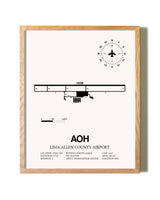 Lima Allen County Airport framed print in natural wood frame