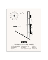 Gray Great Bend Municipal Airport framed poster displayed in an airplane hangar