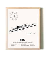 Russellville Regional Airport framed wall art in white frame