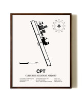 Cleburne Regional Airport aviation print in walnut frame