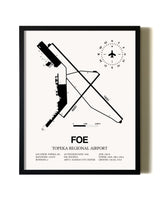 Framed Topeka Regional Airport wall art poster in black frame