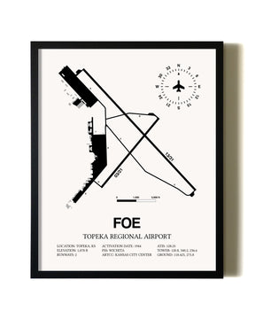Framed Topeka Regional Airport wall art poster in black frame