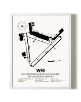 McGuire Field (Joint Base McGuire Dix Lakehurst) Airport airport map poster in oak frame