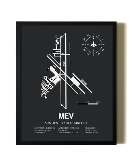 Unframed Minden-Tahoe Airport map print poster