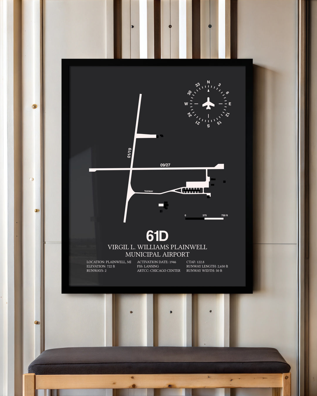 Frame color options for Virgil L. Williams Plainwell Municipal Airport Wall Art