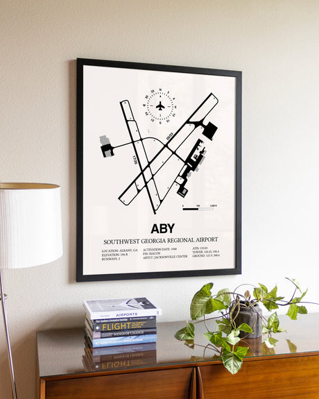 Southwest Georgia Regional Airport aviation wall décor in black wood frame