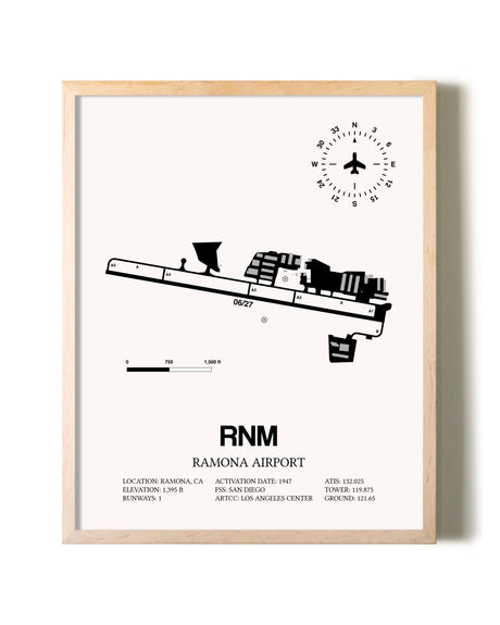 Ramona Airport framed wall art in white frame