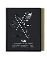 Unframed Davenport Municipal Airport map print poster