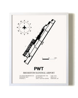 Bremerton National Airport airport map poster in oak frame