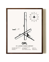 St. Landry Parish Airport aviation print in walnut frame