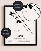 Framed Turners Falls Airport layout wall art poster