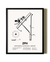 Framed Zephyrhills Municipal Airport wall art poster in black frame