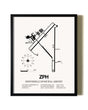 Framed Zephyrhills Municipal Airport wall art poster in black frame