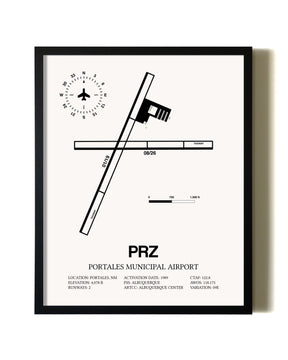 Framed Portales Municipal Airport wall art poster in black frame