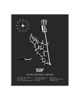 Gray Framed Bourland Field Airport layout wall art poster