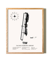 Tacoma Narrows Airport framed print in natural wood frame