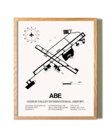 Lehigh Valley International Airport framed print in natural wood frame