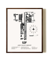 Aero Valley Airport aviation print in walnut frame