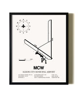 Framed Mason City Municipal Airport wall art poster in black frame
