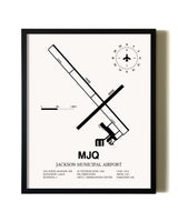 Framed Jackson Municipal Airport wall art poster in black frame
