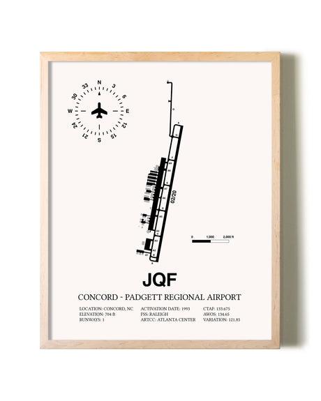 Concord-Padgett Regional Airport framed wall art in white frame