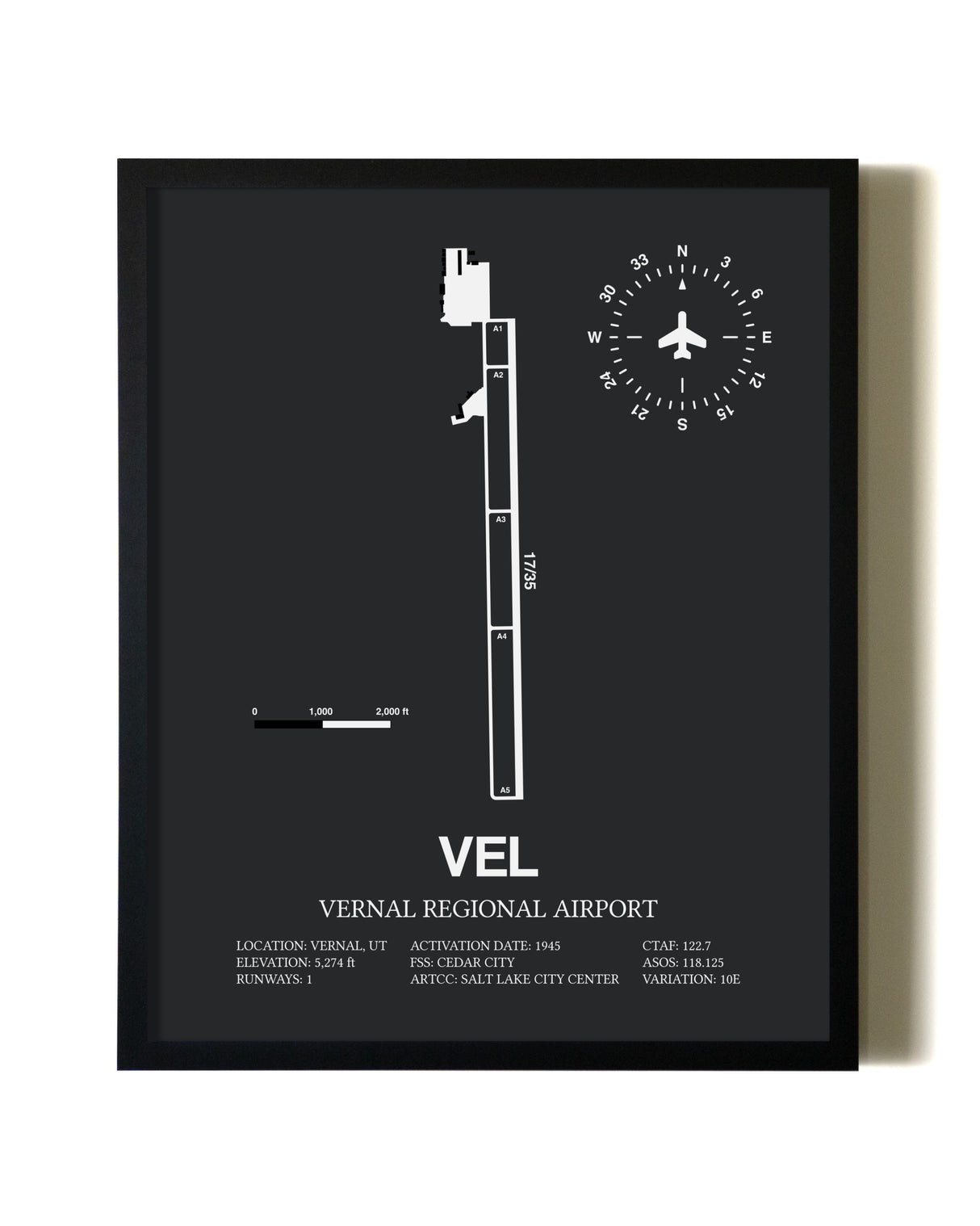 Unframed Vernal Regional Airport map print poster