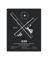 Gray Framed Alexandria Regional Airport / Chandler Field layout wall art poster